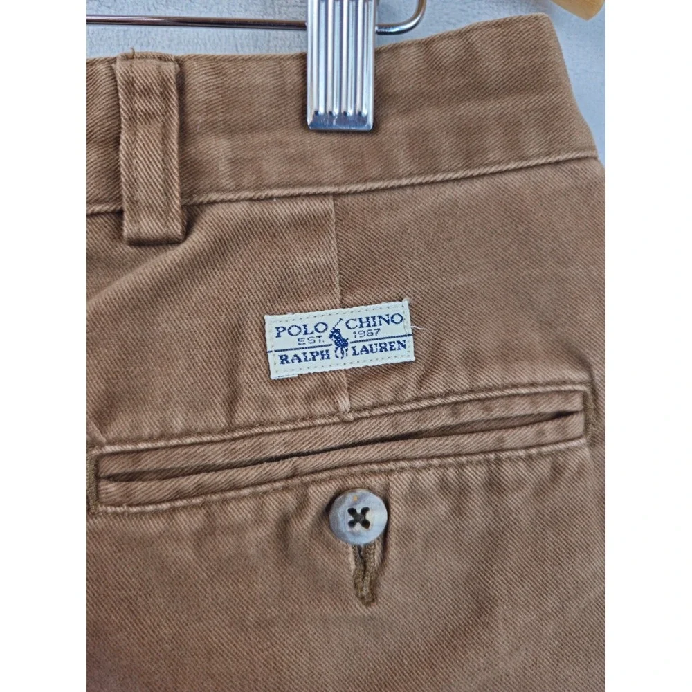 Polo Ralph Lauren Andrew Pant 35x28.5 Pleated Cuff Trouser Chino Vintage Brown